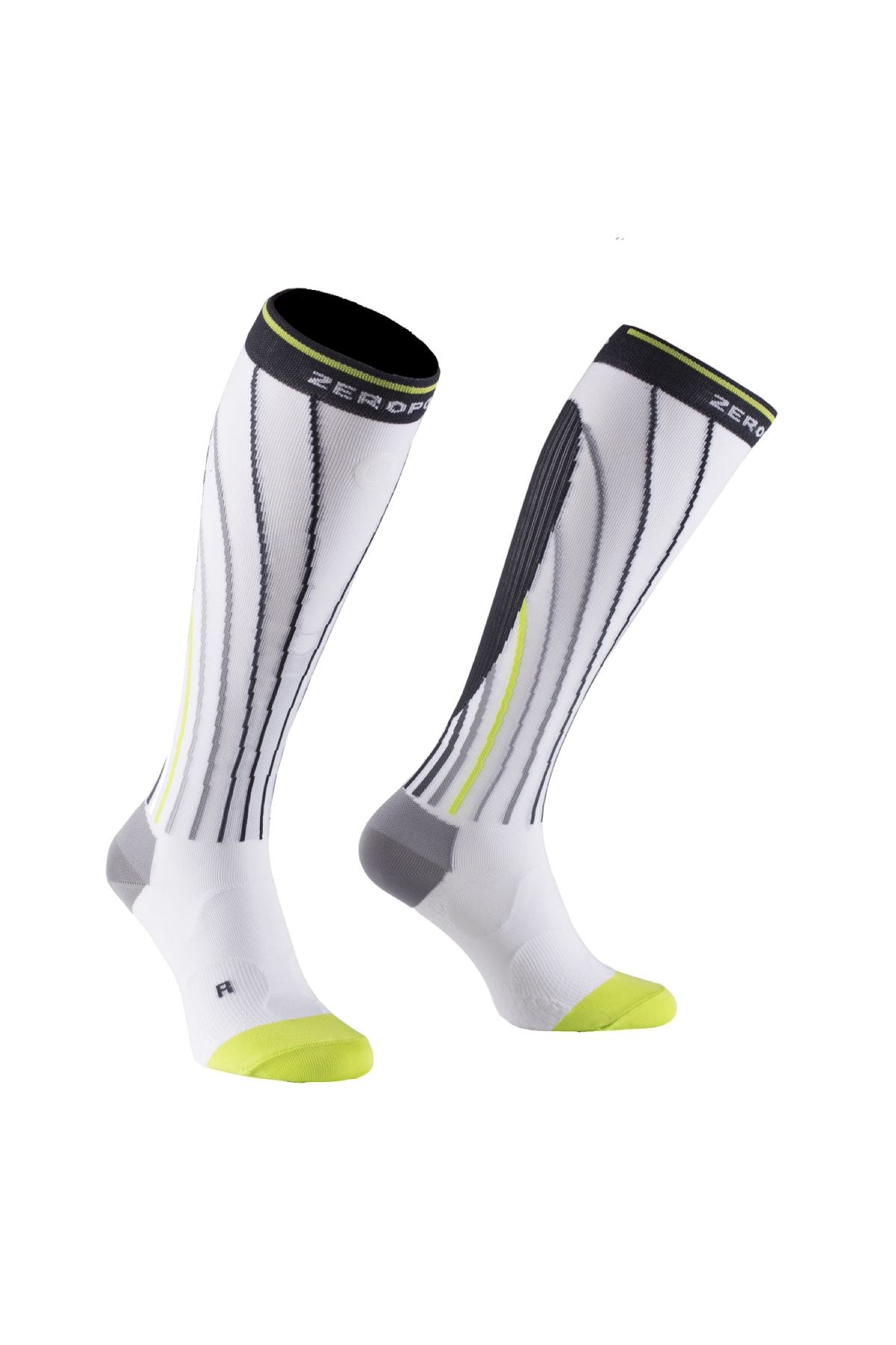 ZEROPOINT ATHLETIC COMPRESSION TIGHTS MEN BLACK WHITE CHARTREUSE